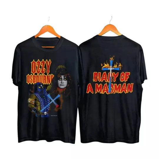 Discover 1982 Ozzy Osbourne Diary of a Madman Double Sided Black Unisex T-shirt