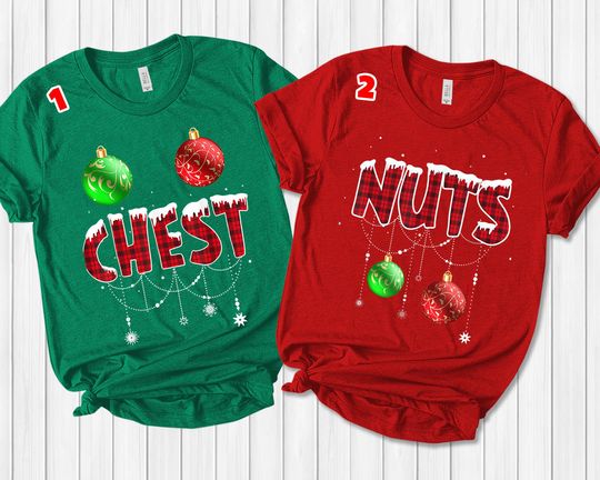Discover Christmas Chest Nuts Couples Matching Shirts, Funny Chest Nuts Couples Christmas T-Shirt