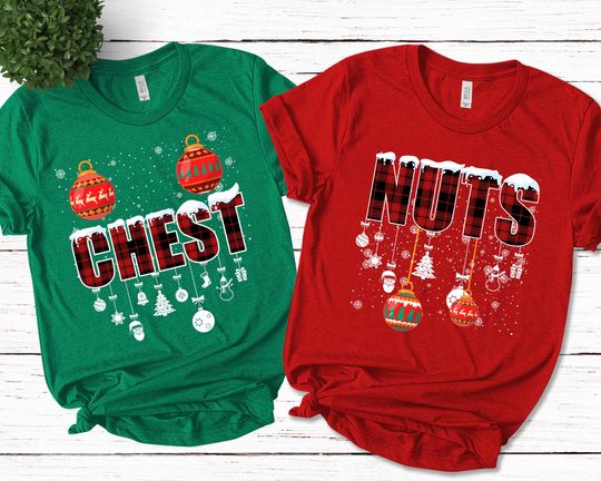 Discover Chest Nuts Couple Christmas Shirts, Chest Nuts Shirts, Chest Nuts Matching Christmas Shirts