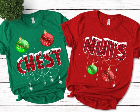 Discover Chest Nuts Couple Christmas Shirts, Chest Nuts Shirts, Chest Nuts Matching Christmas Shirts