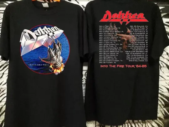 Discover Dokken Tooth and Nail Into The Fire Tour '84-85 T-Shirt, Dokken Tour 1984 T-Shir