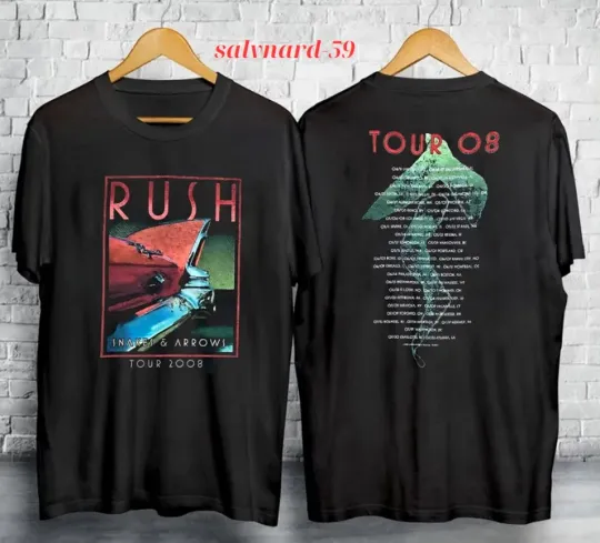 Rush Band Tee 2008 Snakes and Arrows Tour Heavyweight T-Shirt