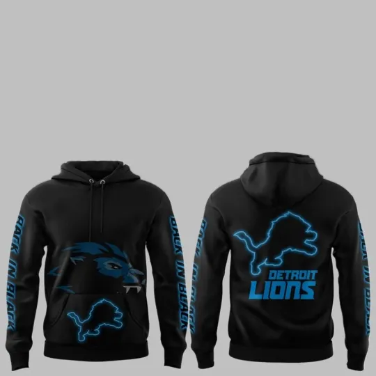 Discover Back In Black Lions 2025 Football Hoodie