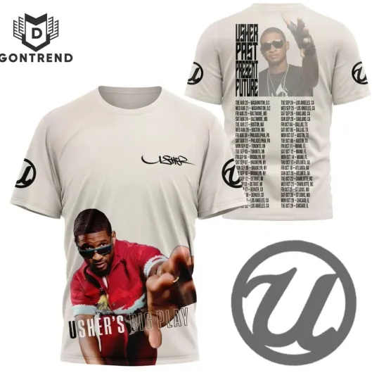 Discover Usher Big Play – Past Present Future Design 3D T-Shirt