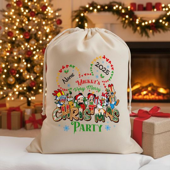 Discover Personalized Special Delivery Drawstring Sack, Mickey Mouse and Friends Xmas Sack, Custom Name Christmas Bag Decor Gift For Kid