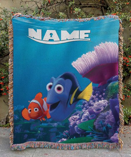 Discover Custom Finding Nemo Fleece Blanket, Disney Pixar Dory and Nemo Ocean Theme, Gift for Birthday Girl or Boy