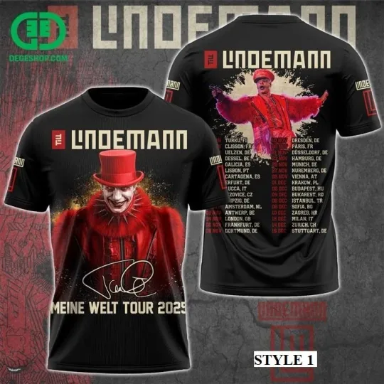 Discover Till Lindemann Meine Welt Tour 2025 All Over Print 3D T-shirt