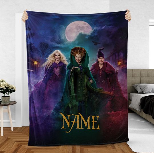 Discover Custom Winifred Fleece Blanket - Disney Hocus Pocus Movie Throw with Sarah Mary Witch Design for Halloween