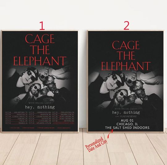 Discover Custom Cage The Elephant Tour 2025 US Poster