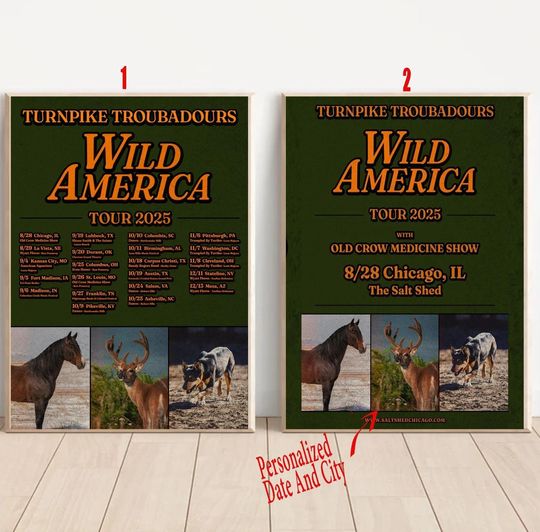 Discover Custom Turnpike Troubadours Wild America Tour 2025 Poster
