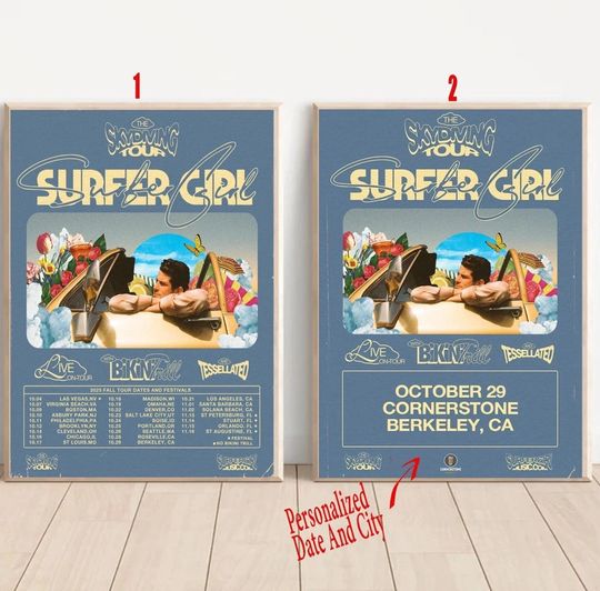 Discover Custom Surfer Girl Music Band The Sky Diving Tour 2025 Poster