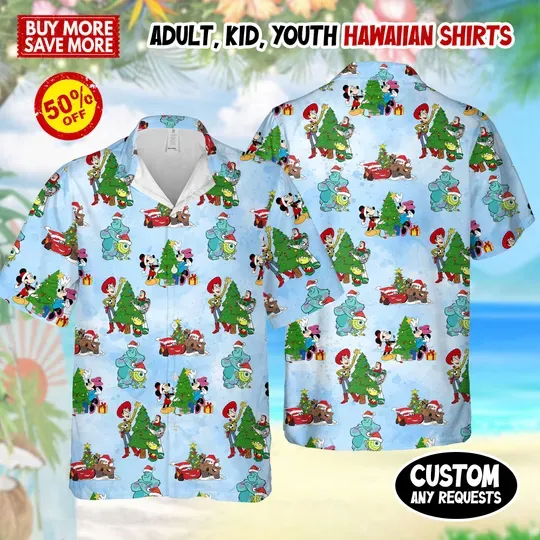 Discover Disney Toy Story Christmas Hawaiian Shirt, Magical Castle Hawaiian Shirt, Woody Buzz Lightyear Button Up, Xmas Toy Story Lovers Hawaii Shirt