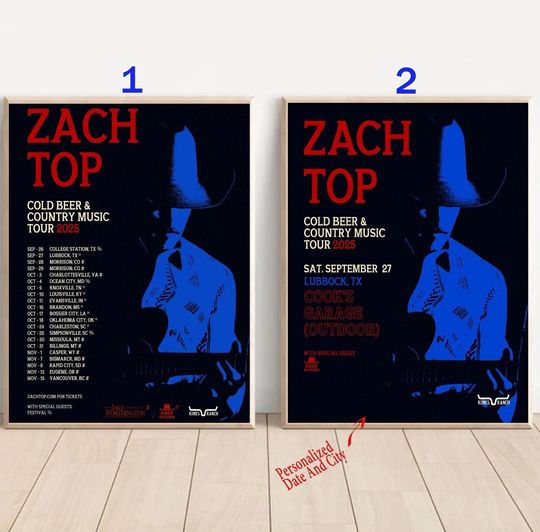 Discover Custom Zach Top Presale Code 2025  Cold Beer & Country Music Tour Poster