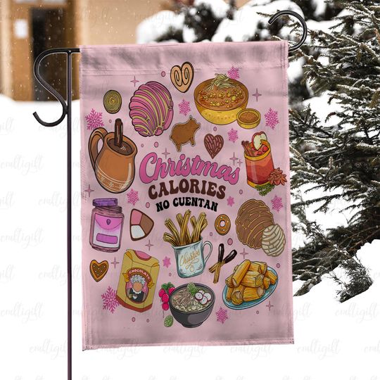 Discover Funny Christmas Calories Porch Flag, Christmas Calories No Cuentan Flag, Mexican Navidad Food Flag, Fiesta Holiday Kitchen Decor Flag,MYI974
