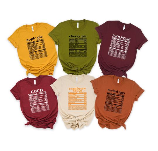 Discover Thanksgiving Nutritional Label T-Shirt for Couples and Families