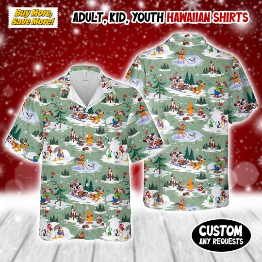 Discover Mickey and Friends Christmas Party Hawaiian Shirt, Mickey's Very Merry Christmas Shirt, Christmas Retro Disney Mickey and Friends