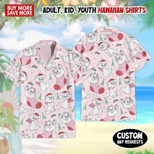 Discover Disney Marie The Aristocat Christmas Hawaiian Shirt, Disneyland Holiday Shirt, ShowCat Christmas Shirt, Disney Shirt For Holiday