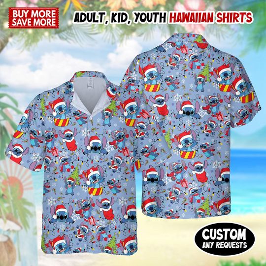 Discover Disney Stitch Christmas Hawaiian Shirt, Disneyland Holiday Shirt, Stitch Christmas Shirt, Disney Shirt For Holiday