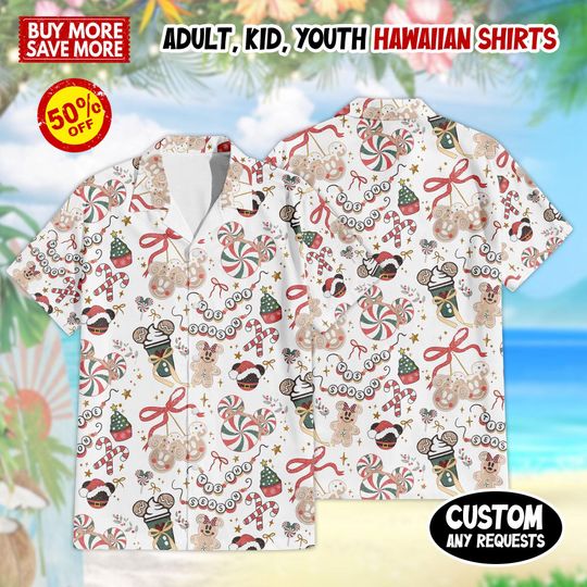 Discover Disney Christmas Mickey Ear Hawaiian Shirt, Disney Christmas Disney Xmas Kids Shirt, Disney Holiday Trip Disney Christmas Shirt