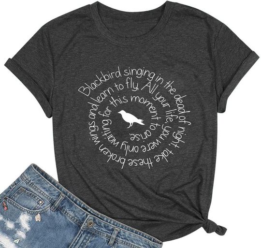 Discover Vintage Blackbird Singing in the Dead of Night T-Shirt Women