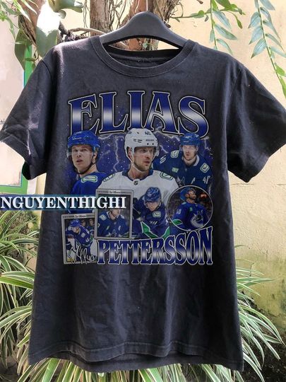 Discover Elias Pettersson Ice Hockey Shirt Swedish Hockey Championship Graphic Tee Vintage