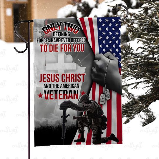 Discover Christian Jesus And Soldier Memorial Flag, Religious American Veteran Flag, Jesus Christ Cross Flag, Patriotic Faith Flag For Outdoor,MYC910