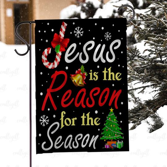 Discover Christian Faith Christmas Flag, Jesus Is The Reason For The Season Flag, Religious Holiday Yard Flag, Inspirational Xmas Outdoor Flag,MYC843
