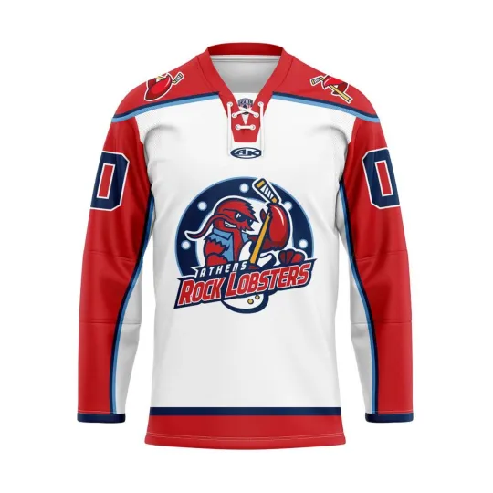Discover Custom Athens Rock Lobsters White Lace Hockey Shirt Men's Fan Gear Xmas Gift