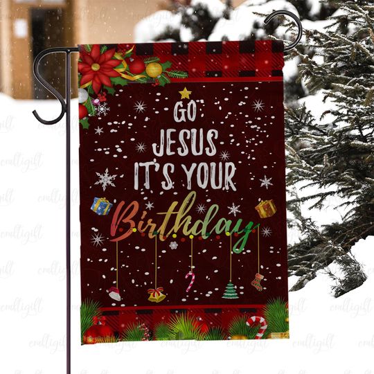 Discover Go Jesus Birthday Party Garden Flag, Go Jesus Its Your Birthday Flag, Religious Festive House Flag, Christian Christmas Outdoor Flag, MYC849