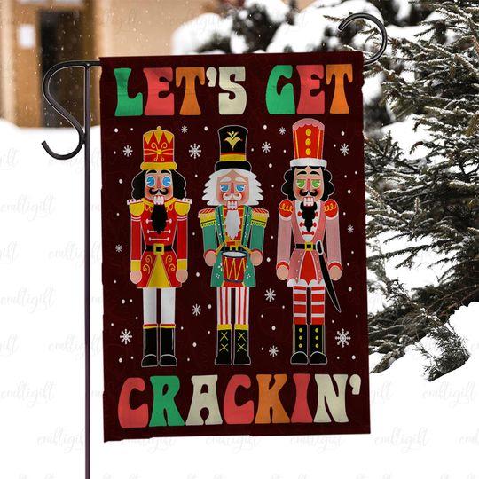 Discover Christmas Soldier Garden Flag, Lets Get Crackin Christmas Flag, Holiday Toy Soldier Outdoor Flag, Funny Festive Holiday House Flag, MYC861