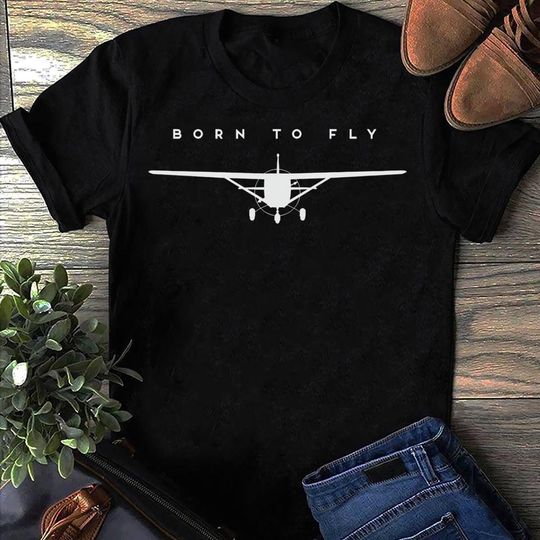 Discover Born To Fly Airplane T-Shirt, Funny Pilot Gift, Aviation Tee