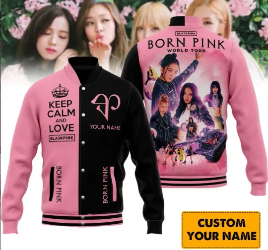 Discover Keep Calm And Love Black Pink Personalized Baseball Jacket