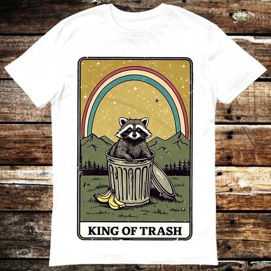 Discover King Of Trash Raccoon Tarot Card Meme T-Shirt Unisex Gamer Movie Music