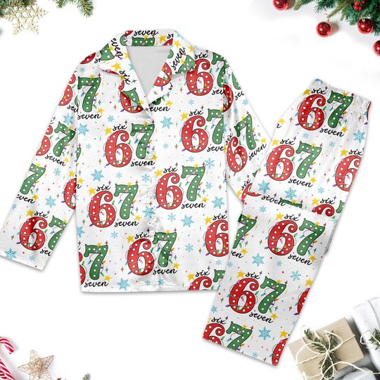 Discover Six Seven Christmas Pajamas, 67 Christmas Light Pajamas Set Women, 67 Viral Pajamas Matching, 67 Meme Xmas Holiday Party, 67 Pajamas Gift