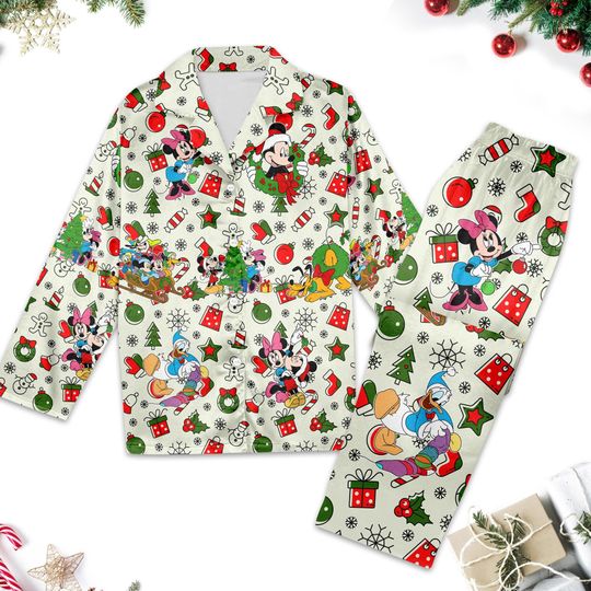 Discover Disney Mickey And Friends Head Santa Hat Pajamas Set Women, Mickey Mouse Christmas Pajamas, Pajamas Family, Disneyland Pajamas Matching