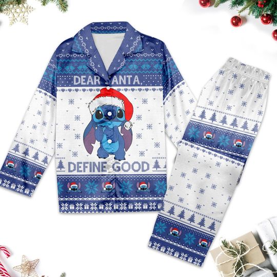 Discover Disney Stitch Dear Santa Define Good Disney Hat Pajamas Set Women, Lilo & Stitch Christmas Pajamas, Pajamas Family, Pajamas Matching