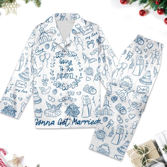 Discover Bachelorette Going To The Chapel Pajama, Gonna Get Married Bachelorette Bride Wedding Long Lapel Long Sleeve, Satin Pajama Set Womens Gift