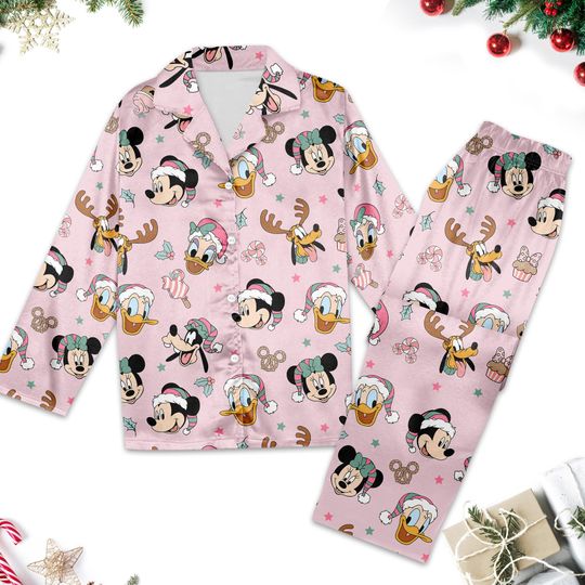 Discover Disney Mickey And Friends Head Santa Hat Pajamas Set Women, Mickey Mouse Christmas Pajamas, Pajamas Family, Disneyland Pajamas Matching