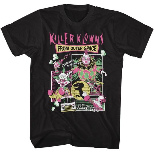 Killer Klowns From Outer Space Comic Box Black T-Shirt