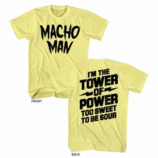 Discover Macho Man Tower Yellow Heather Double Sided T-Shirt