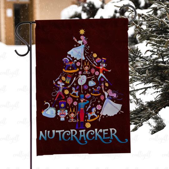 Discover Christmas Tree Ballet Garden Flag, Elegant Dancer Holiday Flag, Winter Wonderland Ballet Flag, Toy Soldier Christmas Outdoor Flag, MYJ968