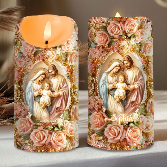 Discover Custom Nativity Scene LED Candle, Mary Joseph Jesus LED Candle, O Holy Night Candle, Catholic Christian Religious Dcor, Gift for Prayer