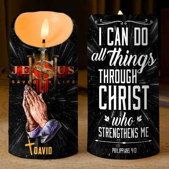 Discover Jesus Is My Savior LED Candle Custom Jesus Pray Religious Christmas