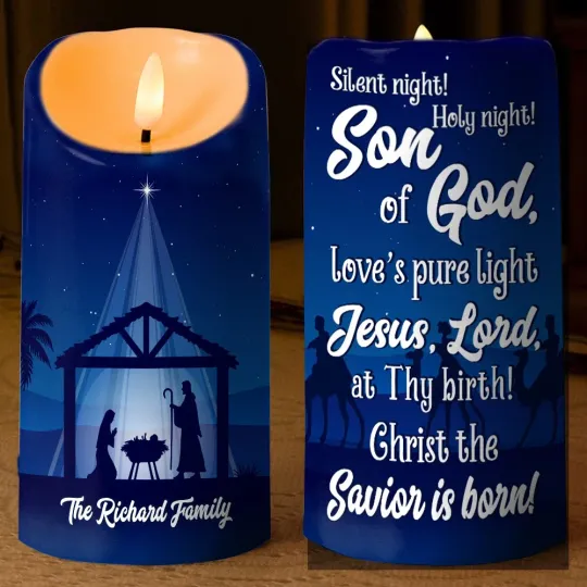 Custom Christmas Nativity Scene LED Candle Holy Night Birth Jesus Gif