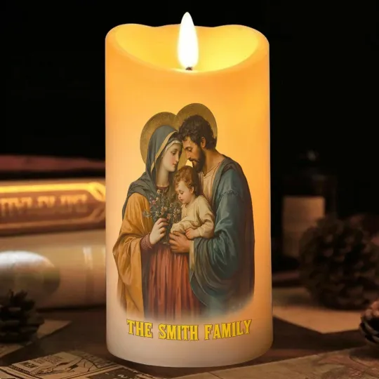 Discover Custom Holy Family Prayer LED Candle Christmas Jesus Christ Our Lord