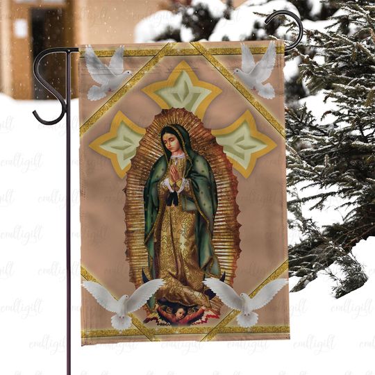 Discover Virgin Of Guadalupe Catholic Flag, Our Lady Of Guadalupe Religious Flag, Christian Virgin Mary And Doves Flag, Faith Outdoor Decor, MYC882