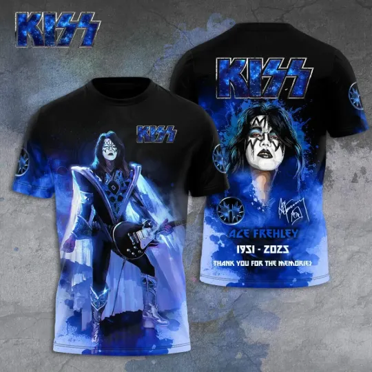 Discover RIP Kisses Band Ace Frehley 1951-2025 3D Full-Size Unisex AOP Shirt