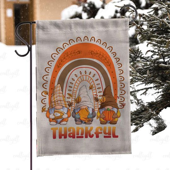 Discover Fall Harvest Gnome Thankful Flag, Harvest Pumpkin Gnome Porch Flag, Thanksgiving Holiday Yard Flag, Seasonal Fall Gnome Outdoor Decor,MYC888