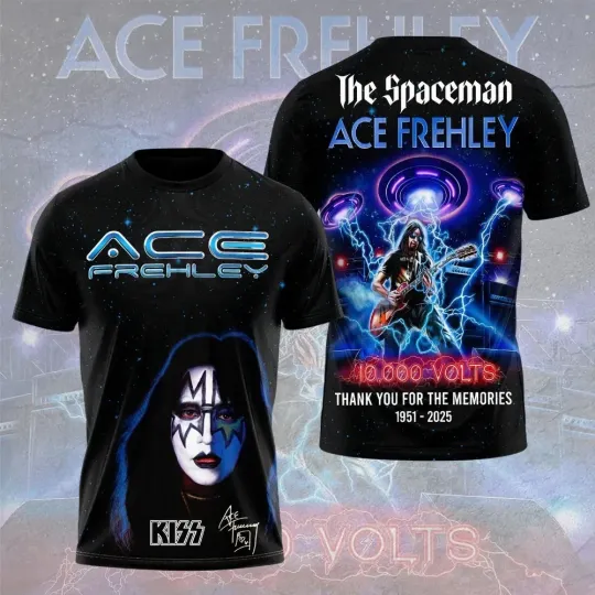 RIP Kisses Band Ace Frehley 1951-2025 3D Full-Size Unisex AOP T-Shirt