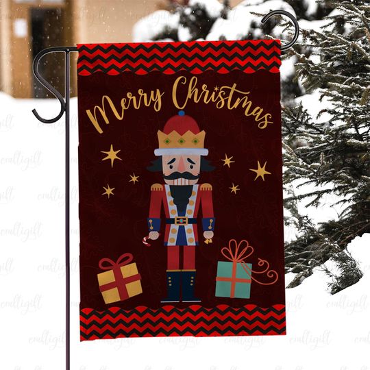 Discover Merry Christmas Soldier Garden Flag, Red Toy Soldier Holiday Flag, Winter Wonderland House Flag, Cute Soldier Christmas Porch Decor, MYC880
